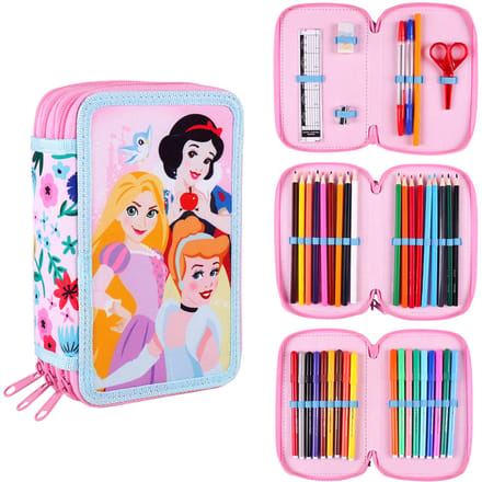 Disney Princess Gevuld etui - 3 vakken - 44-delig - Roze