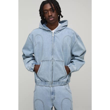 Vintage Wash Western Denim Hoodie | Vintage Blue | Size Medium