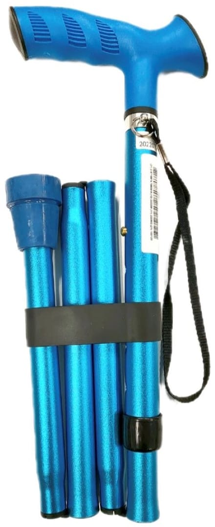 Premis Lichtgewicht Wandelstok Opvouwbaar Met Luxe TPR Greep - Blauw