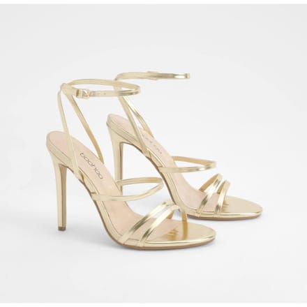 boohoo Dames Skinny Strap Strappy Stiletto Hakken | Gold | Maat: 4