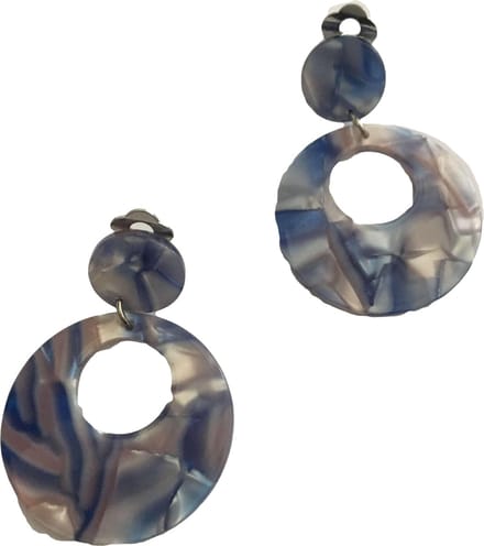 Petra's Sieradenwereld - Clipoorbel hanger blauw rond (390)