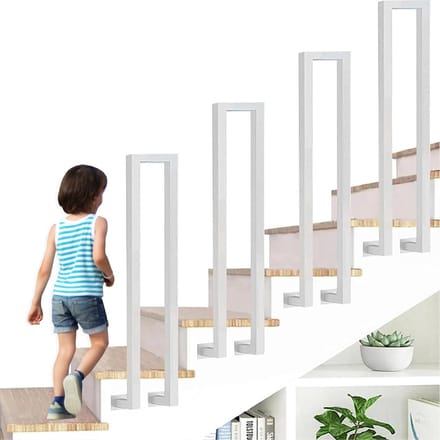 Trapleuning U-vorm - Trapsteun Leuning - Veilig Traplopen - Gepoedercoat Metaal - 55cm Lengte - Wit