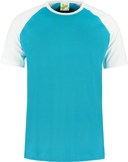 L&S T-shirt Baseball SS in de kleur Turquoise/ wit in de maat XL