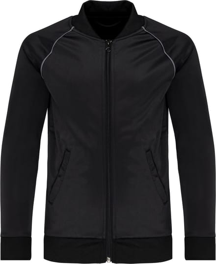 PROACT® Kindertrainingsjas met rits en biesje PA385 - Black - 10/12 years (10/12 ans)