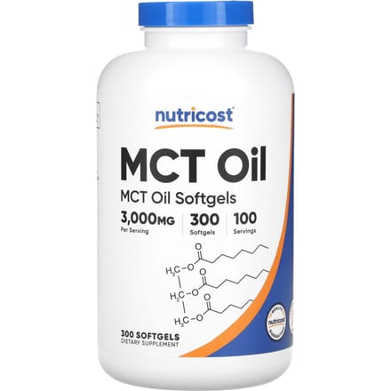 Nutricost, MCT-olie, 3.000 mg, 300 zachte capsules (1.000 mg per softgel)