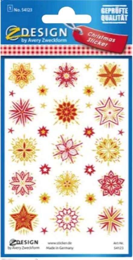 Avery Etiket Z-design Christmas pakje a 1 vel kerststerren