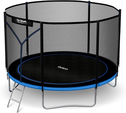 Kinderen Tuin Trampoline - Springkussen Buiten - Actief Spelen - Extern Veiligheidsnet - 312 cm Diameter - Zwart Blauw