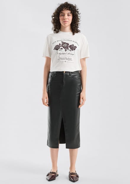 QS - female - Rok in imitatieleer / Slim Fit / Mid Rise / Split detail
