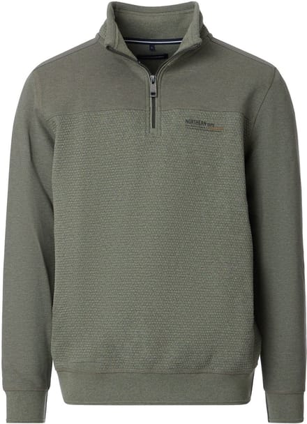 CASA MODA comfort fit sweat schipperstrui - olijfgroen