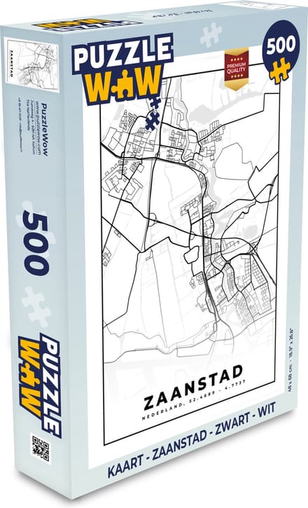 Puzzel Kaart - Zaanstad - Zwart - Wit - Legpuzzel - Puzzel 500 stukjes