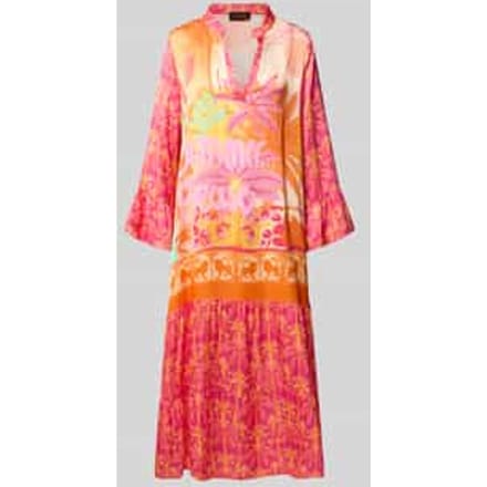 midi-jurk van viscose met V-hals model 'Orange Palm'