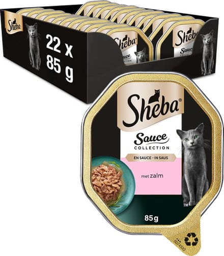 Sheba Kattenvoer - Sauce Collection - Zalm - Kuipjes - 22x85g