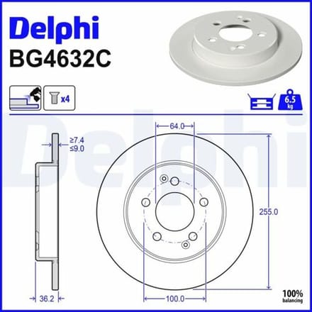 Remschijf DELPHI BG4632C, 2 stuk