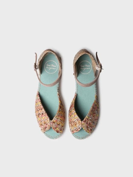 Espadrilles met sleehak voor dames in veelkleurige stof | BRUNA