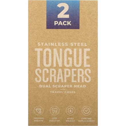 basicConcepts, Gratte-langue en acier inoxydable, lot de 2 beige