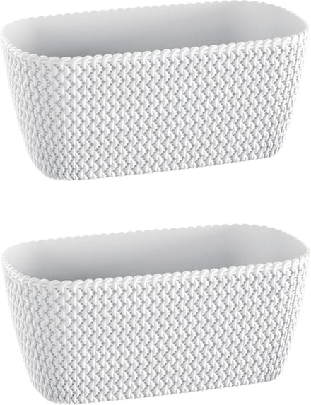 2x Kunststof splofy plantenbak/bloembak wit 30 cm - Tuin decoraties