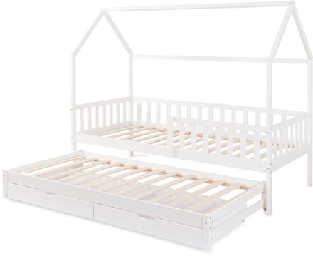 Kinderbed Aarghonmaa met uitschuifbed en opberglades 90x200 cm wit [en.casa]