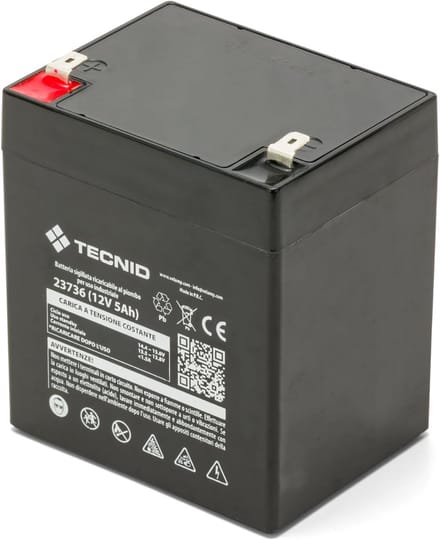 Oplaadbare Loodaccu - 12V Batterij - Back-up Systemen - Faston Aansluitingen - 5Ah - Zwart