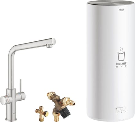 GROHE Red 3IN1 kokendwaterkraan - L Uitloop - 7L boiler - mengventiel – RVS (supersteel)