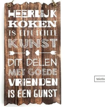 tekstbord heerlijk koken is een kunst Naturel
