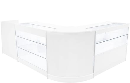 Vega led winkel toonbank set - wit - 120cm/60cm - 4-delig