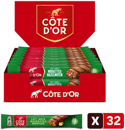 Côte d'Or Chocolade Reep Melk Stukjes Hazelnoten 32 stuks