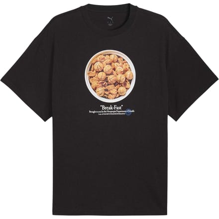 Puma Hootopia-T-shirt voor heren met 'Break Fast'-opdruk (Zwart)