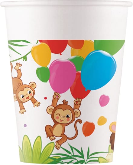 Vegaoo - 8 kartonnen bekers jungle ballonnen 200 ml safari
