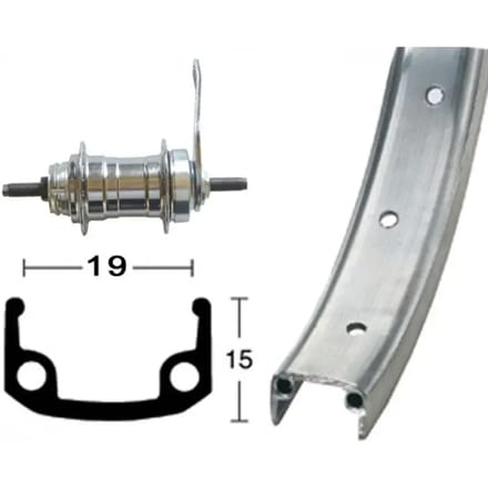 16-gaats aluminium ventiel achterwiel Roland 8.5 mm