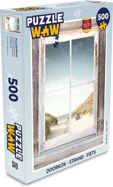 Puzzel Doorkijk - Strand - Fiets - Legpuzzel - Puzzel 500 stukjes