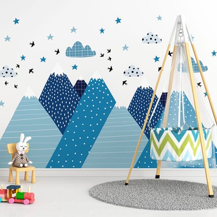Kinderstickers van Scandinavische bergen van Pierka, 110 x 165 cm