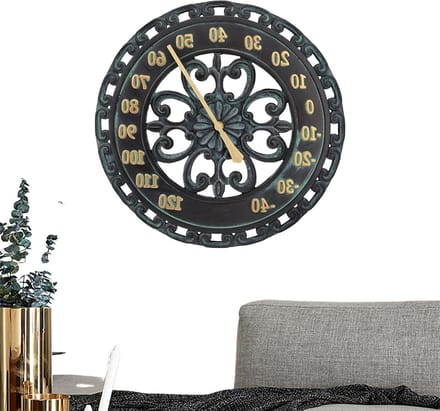 Terrasthermometer - Buiten thermometer - Temperatuur meten - Weerbestendig hars - 436 cm - Metaallook
