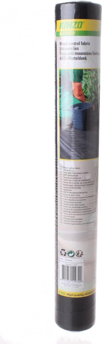 Kinzo Anti worteldoek - zwart - 1,5 x 8 meter - polyester - onkruiddoek - onkruidbestrijding/moestuin ondergrond doek
