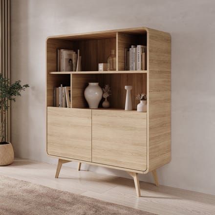 Meubella - Hoshii - Boekenkast - Eikenpatroon - 108x39x130 cm