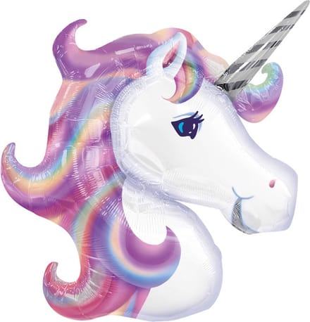 Folieballon Unicorn 83cm, glanzend paars wit.