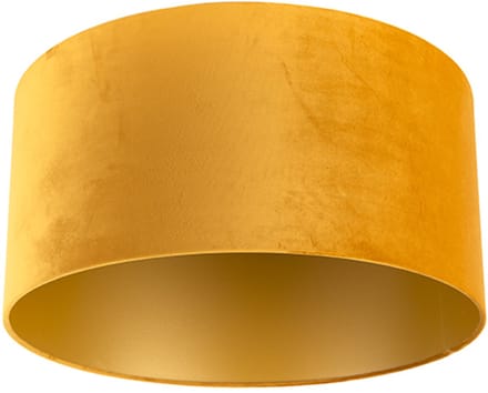 QAZQA cilinder velours - Klassieke Lampenkap - Ø 500 mm - Geel -