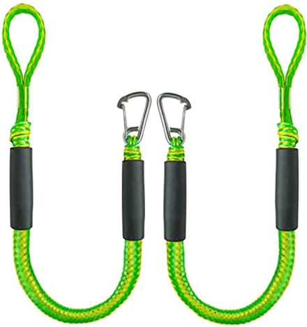 Bungee Dock Line - Boottouwen voor Mooring met RVS Clip - Set van 2 (Groen, 8 voet)