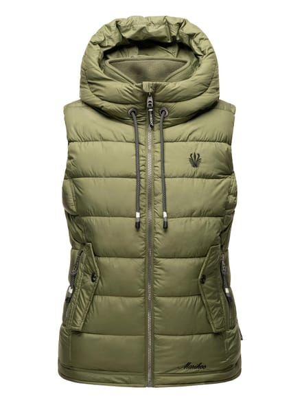 Marikoo dames gewatteerd vest – Taisaa, licht met capuchon & snackvak