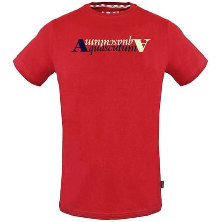 Aquascutum Heren Reflectie Logo T-Shirt (Rood)