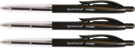 Balpen - Quantore - Zwart - Met drukknop - 1 stuk