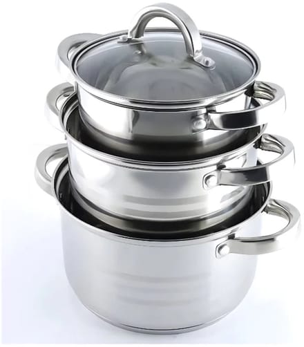 Cheffinger Pannenset - 6-delig - Zilver - RVS - Kookpannen - Inductie