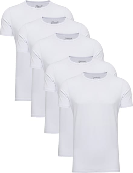 Yazubi Heren T-shirt Mythic – Regular Fit – Katoen Stretch – Wit – Ronde hals – 5-pack