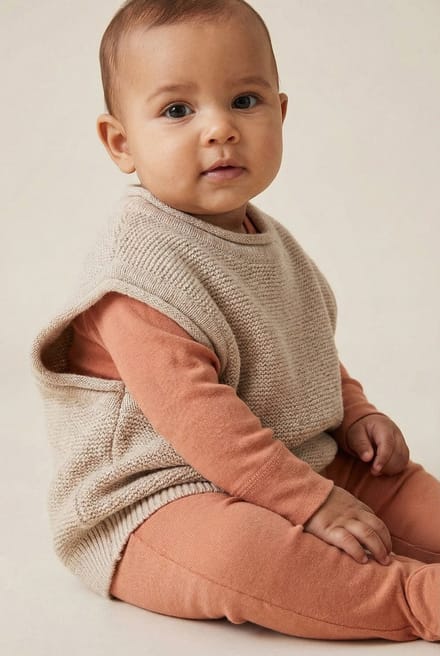 Merinowol gebreide baby spencer - Garlic 44