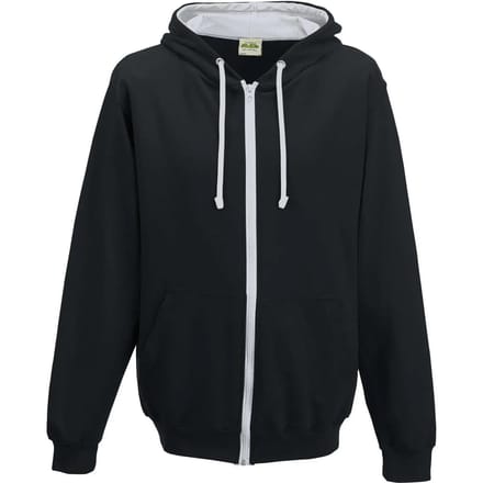 Just Hoods Varsity Zoodie JH053 - JET BLACK/HEATHER GREY - M