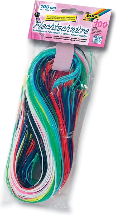 Scoubidoo touwtjes folia 100cm 100st ass kleuren | 20 stuks
