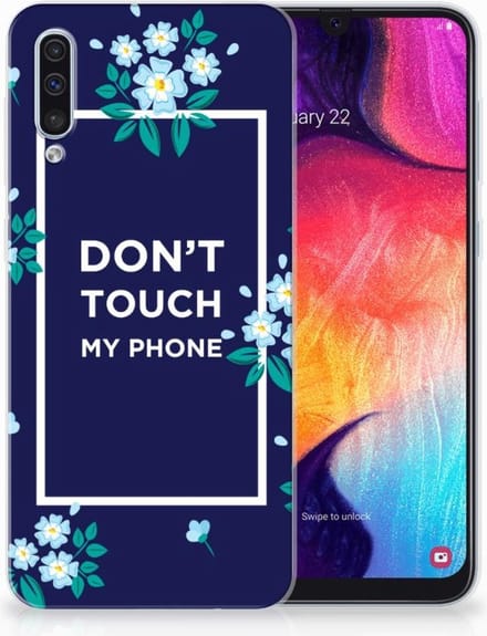 Samsung Galaxy A50 Silicone-hoesje Flowers Blue DTMP