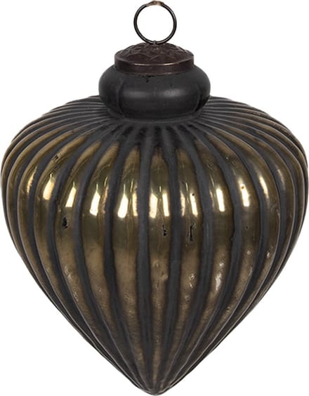 Clayre & Eef Kerstbal Overig Ø 14x13 cm Zwart Glas Kerstballen