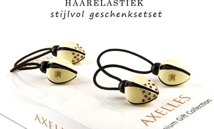 Exclusief Haarelastiek (2-set) in-geschenkdoos, gebroken-wit.