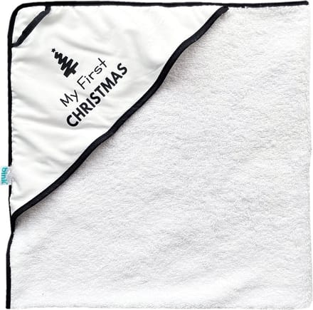 BINK Bedding Badcape "My First Christmas (kerstboom)"  zwart wit