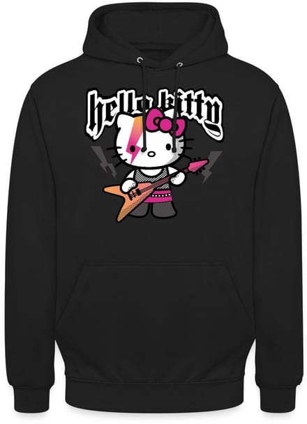 Hello Kitty In Een Rockoutfit Speelt E-gitaar Hoodie Unisex